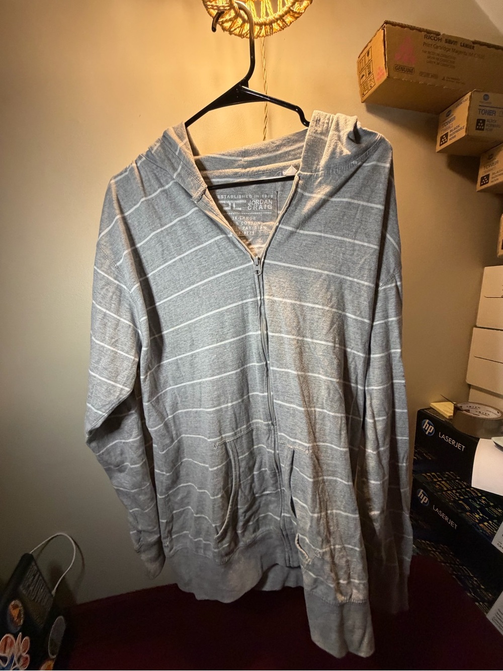 Jordan Craig Men’s Gray Striped Zip Hoodie Sweater XXL